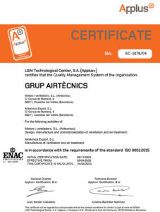 Iso 9001 2015 Grup Airtecnics